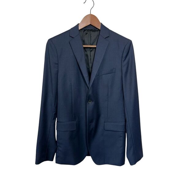 Theory Men's Wool Double Button Navy Blue Slim Fit Blazer, 36 - Picture 1 of 11